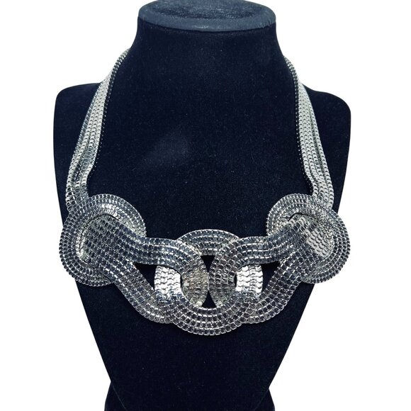 Express Chunky 4 Strand Square Link Silver Tone Necklace (5545) - Picture 1 of 6